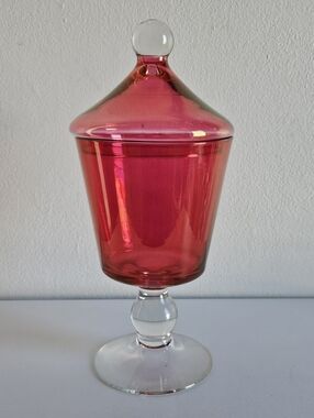 Ruby Red Flash Glass Apothecary Jar with Lid